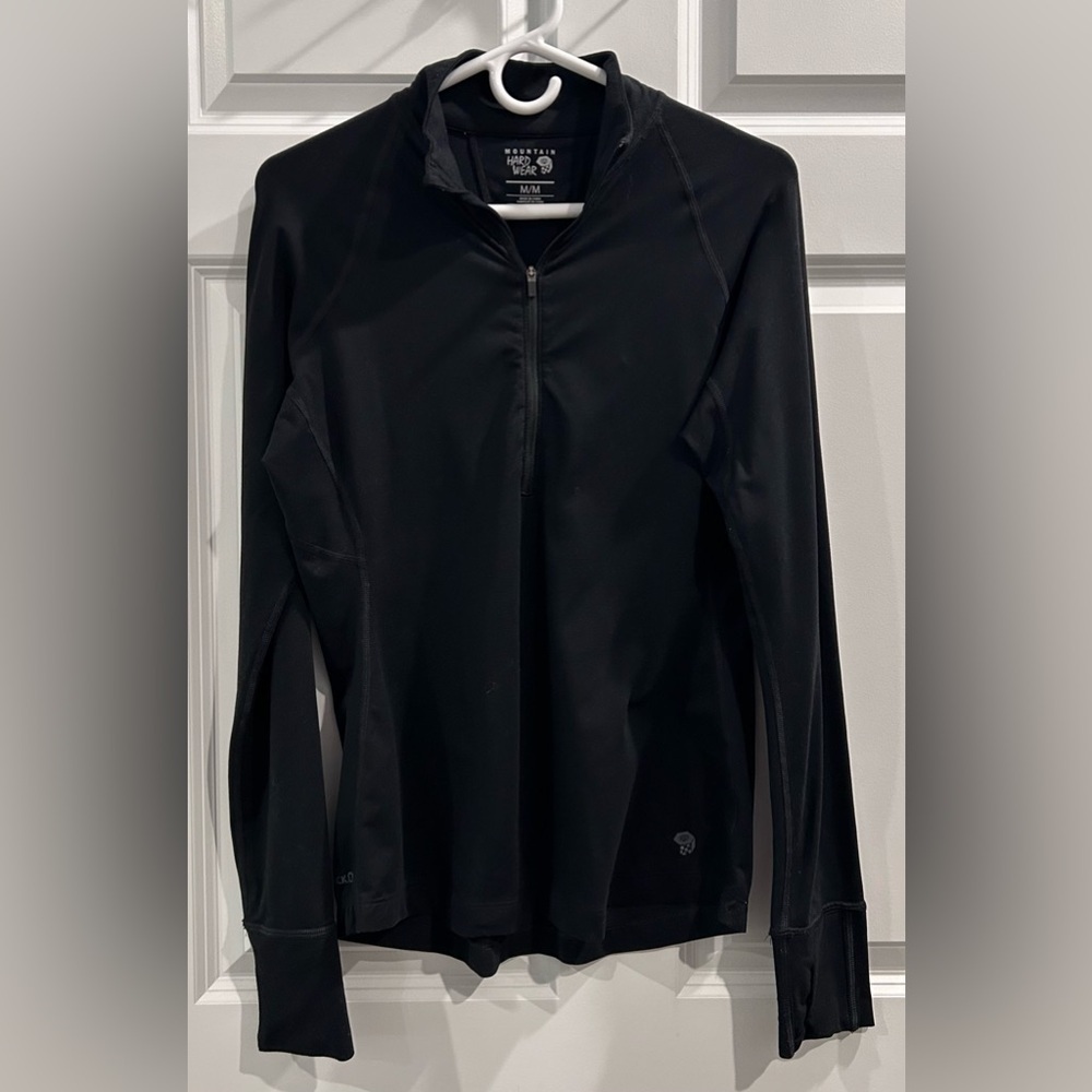 Mountain Hardwear Pullover Womens Medium Black Quarter Zip Thumbholes Base Layer